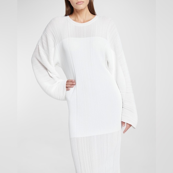 Stella McCartney Lightweight Plisse Knit Maxi White Dress - Picture 3 of 16